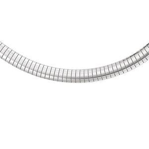 7.25mm Sterling Silver Domed Omega Chain Necklace, 18 Inch